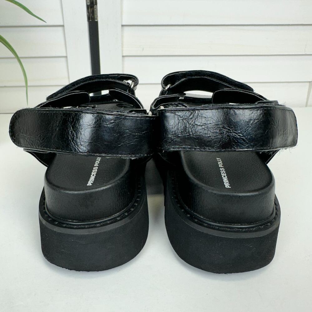 Princess Polly Rue Chunky Sandals Black Vegan Faux Leather Slingback Shoe Size 6 - Picture 5 of 9